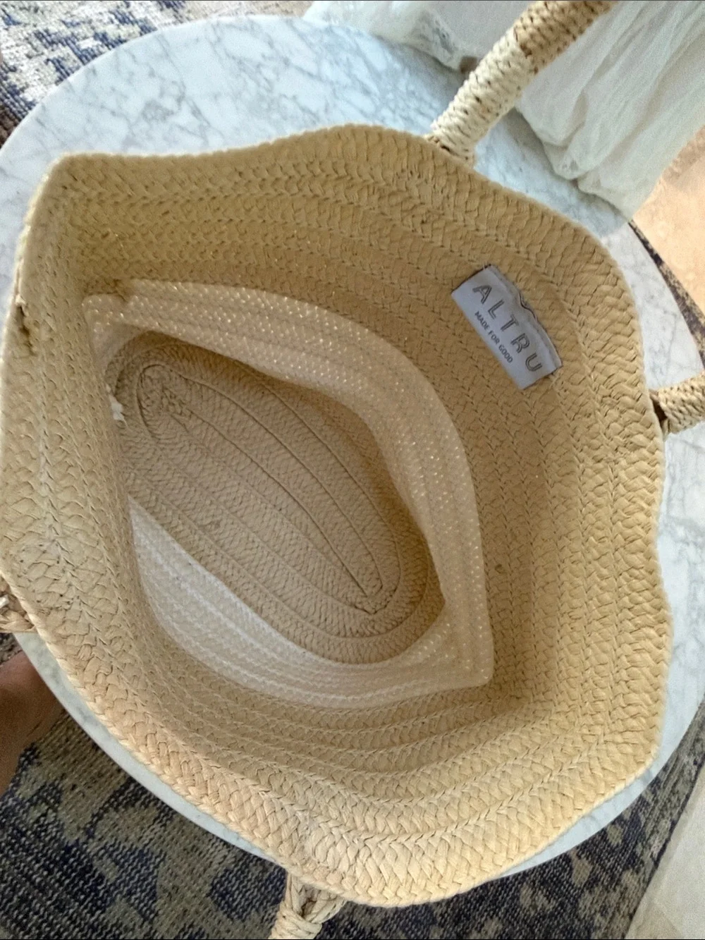 Altru Bone & Ivory Straw Tote.   NWOT